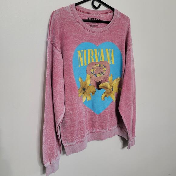 Nirvana Sz Large Sweatshirt Distressed Retro Vintage Look Heart Shaped Box RARE - Picture 5 of 5